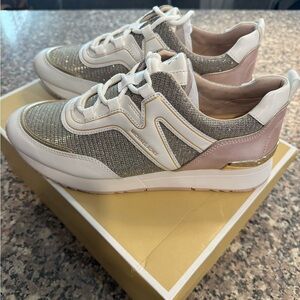 Michael Kors Women's Glitter Sneakers - Silver, White, and Pink
